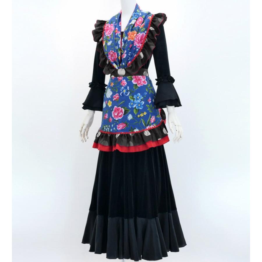 フラメンコ ピキージョ・エプロンセット 花柄 ブルー PA-29 : emika