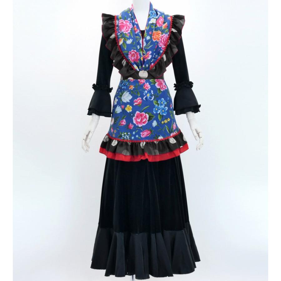 フラメンコ ピキージョ・エプロンセット 花柄 ブルー PA-29 : emika