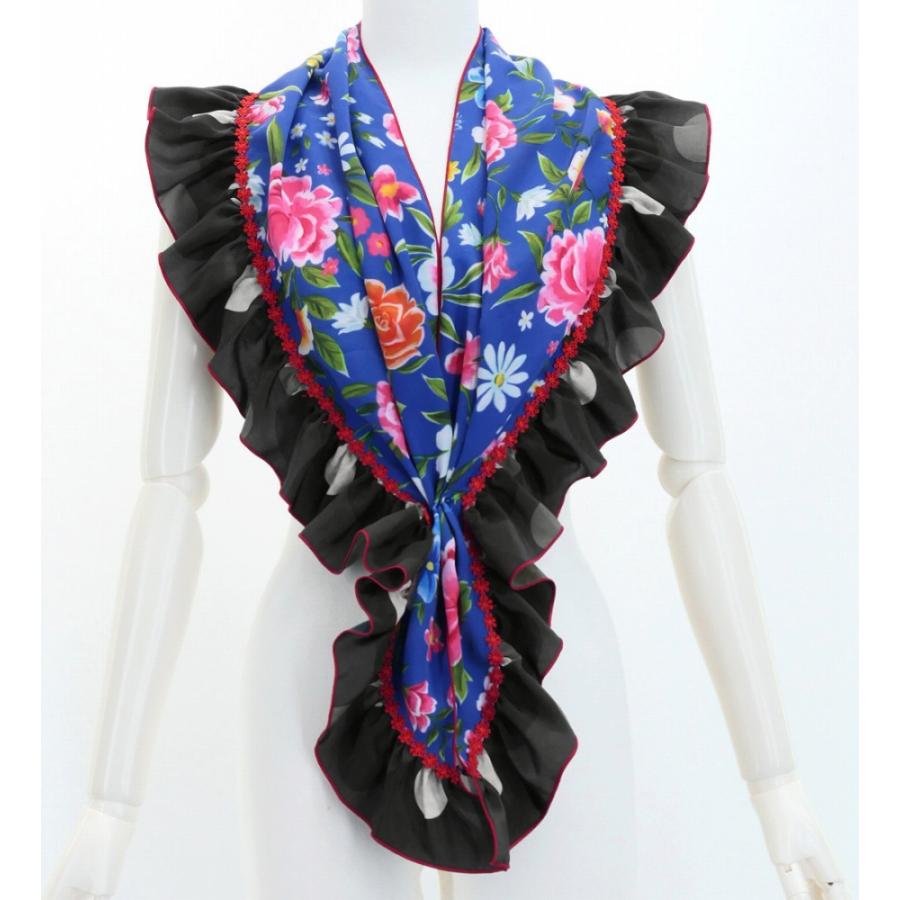 フラメンコ ピキージョ・エプロンセット 花柄 ブルー PA-29 : emika