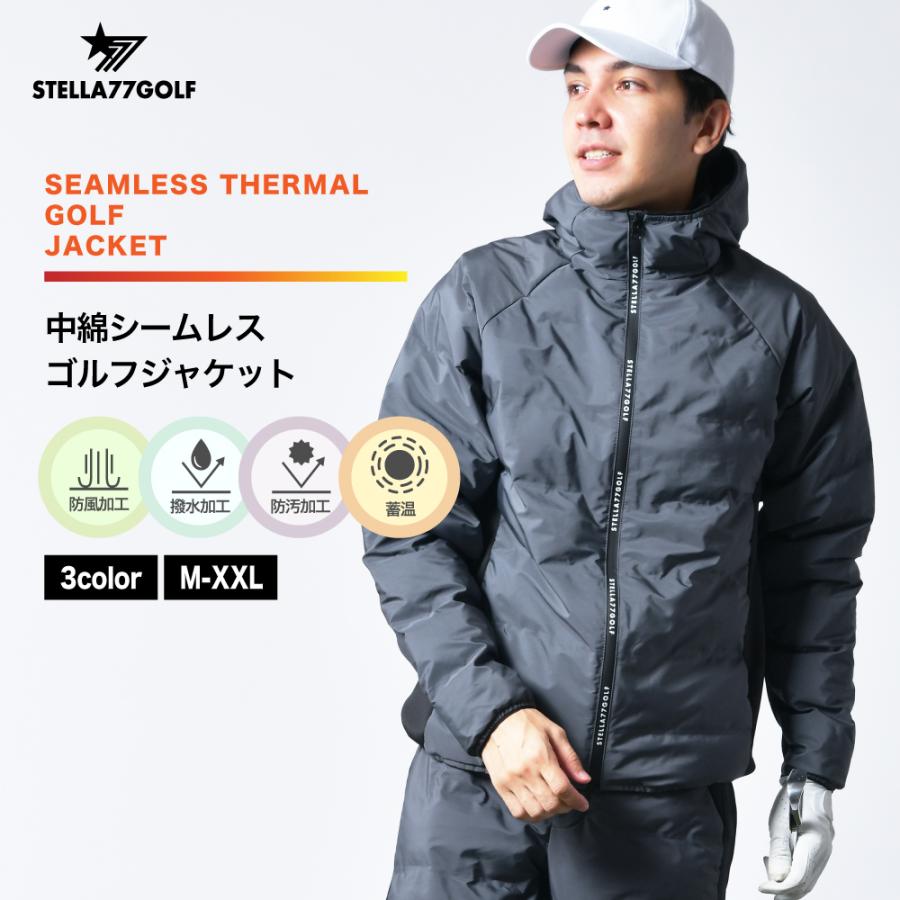 中綿 ゴルフジャケット シームレス 防風 防寒 撥水 保温 ゴルフウエア