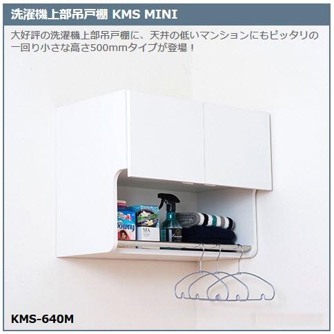 miniランドリー吊戸棚W640×D382×H500 パイプラック付・鏡面扉【東京圏