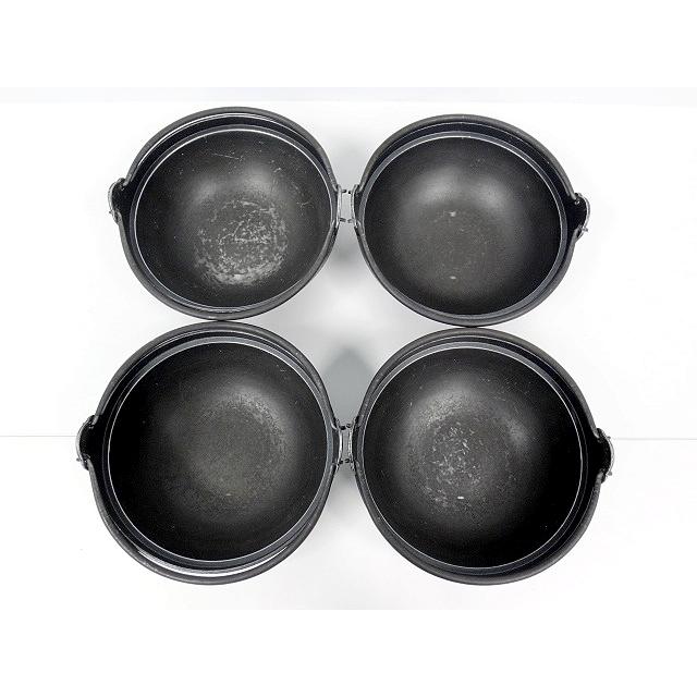 4点セット☆MIN 黒塗りアルミ段付田舎鍋 ツル付き サイズ24cm 容量2.0L