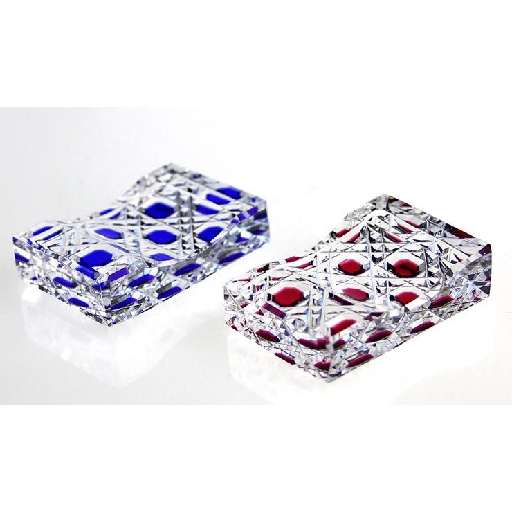 名入れ 江戸切子 箸置き・八角籠目2個セット - 瑞宝単光章受章 東京都