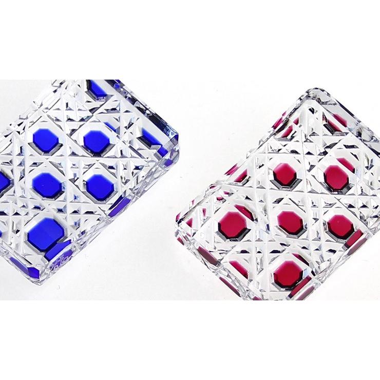 名入れ 江戸切子 箸置き・八角籠目2個セット - 瑞宝単光章受章 東京都