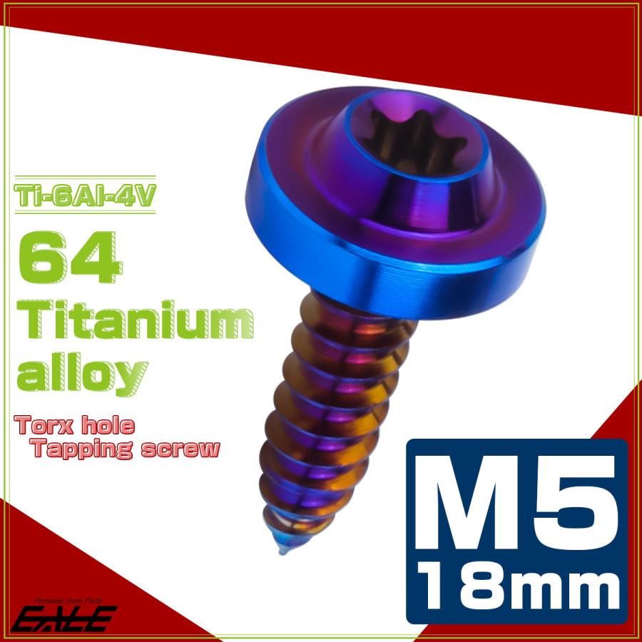 タッピングネジ M5×18mm チタン トルクス穴 フランジ付き ビス ダーク