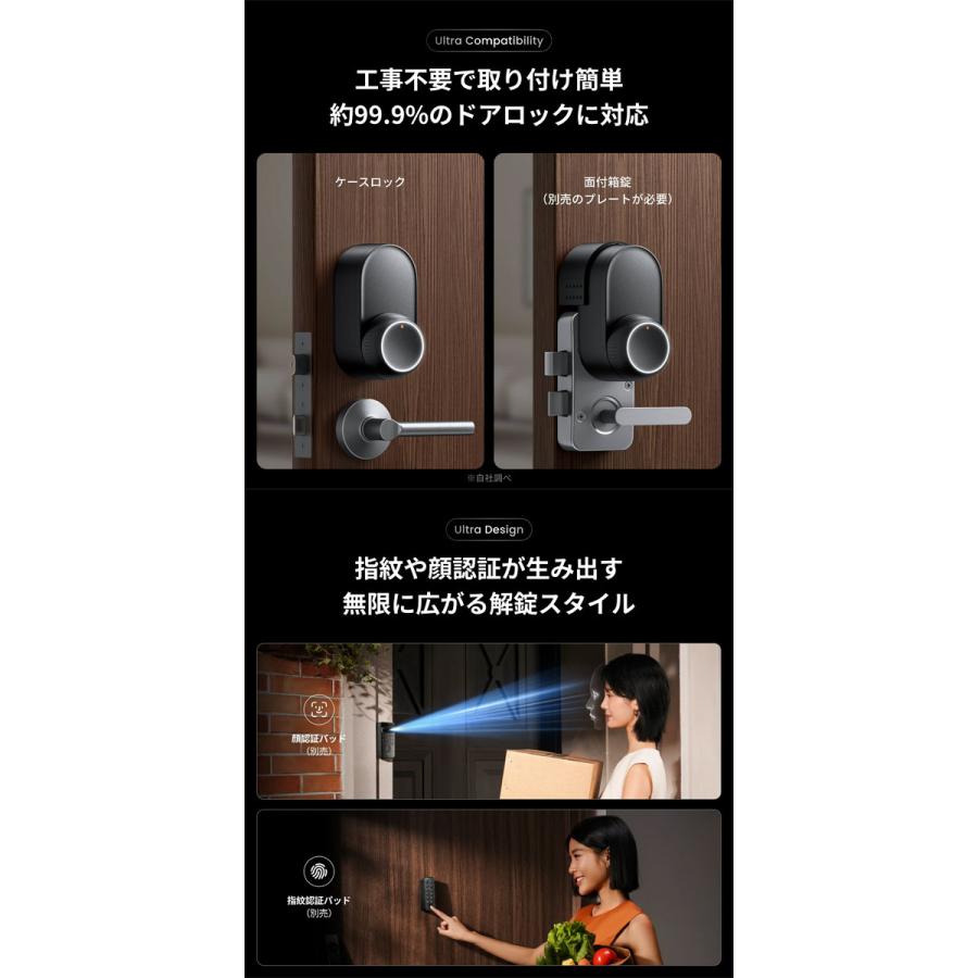 SwitchBot（スイッチボット） ドアロックUltra 顔認証セット ブラック