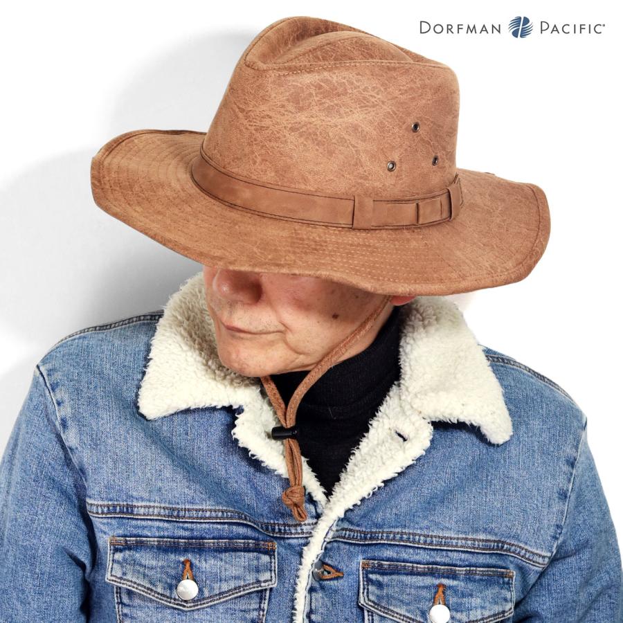 カウボーイハット メンズ BBQ アウトドア ハット ビーガンレザー つば