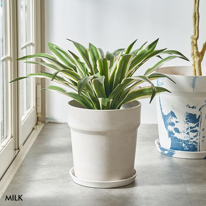 植木 鉢 マーブル 模様 セメント 調 大理石 風 8号 受皿 底穴あり 大型