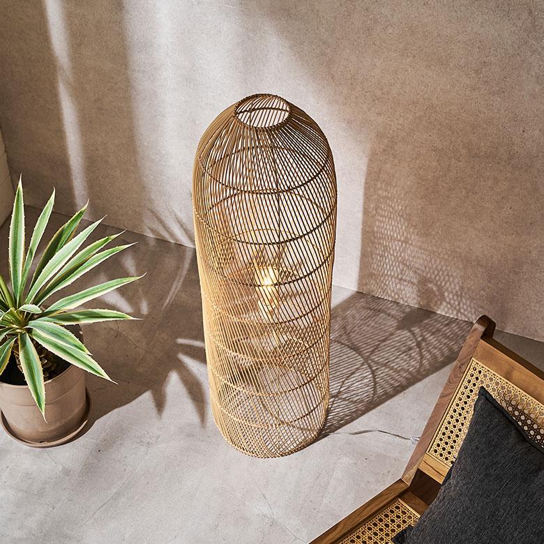 ELEMENTS フロアライト スタンドライト おしゃれ ラタン シェード