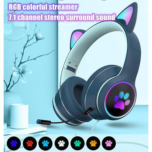 ゲーミングヘッドホン 光る猫耳ヘッドフォン 猫耳ヘッドホン LED付き