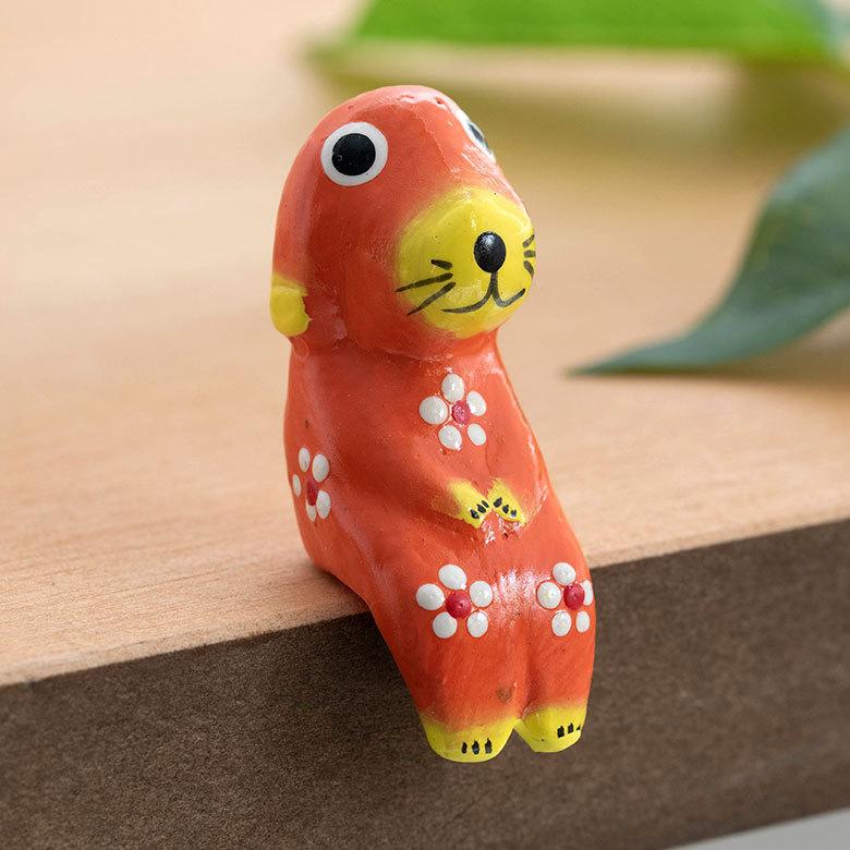 人形 木彫り 犬 置物 アジアン雑貨 カラフル 木製 バリ犬オブジェ 1匹