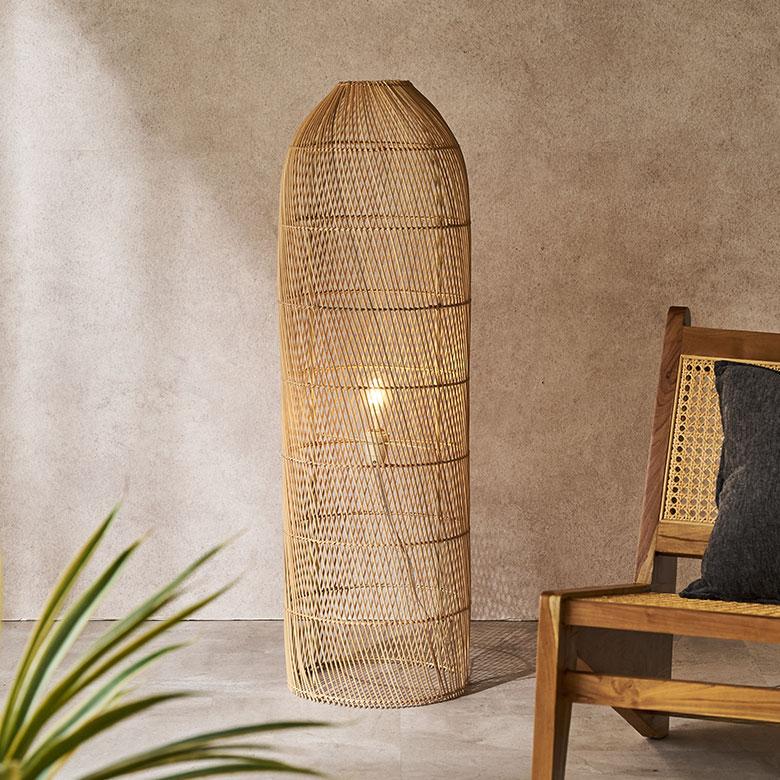 ELEMENTS フロアライト スタンドライト おしゃれ ラタン シェード
