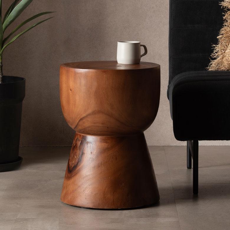 ELEMENTS サイドテーブル 丸 無垢 スツール ウッド 椅子 木製 いす