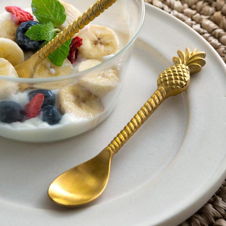 スプーン 真鍮 カトラリー パイナップル マット ゴールド アンティーク