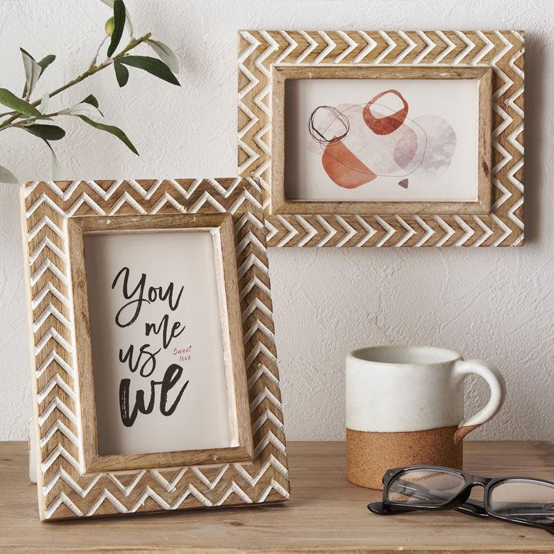 ELEMENTS フォトフレーム 写真立て 木製 マンゴーウッド シェブロン 縦