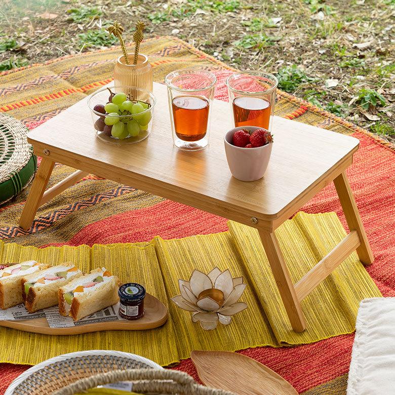 バンブー テーブル 60 竹 ロー サイド 折りたたみ アウトドア