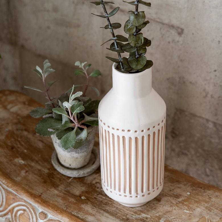 花瓶 フラワーベース 花壺 水入れ可 筒形 セラミック 白 ボトル