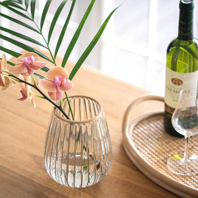 フラワーベース クリア ガラス 花瓶 Sサイズ アンティーク ゴールド