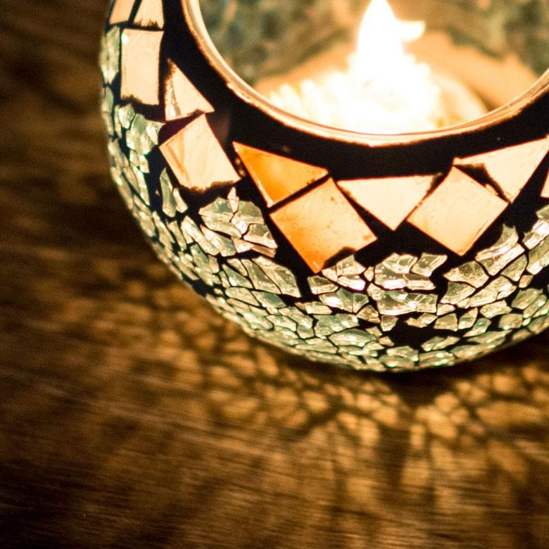 キャンドルホルダー ろうそくたて キャンドルスタンド モザイクガラス