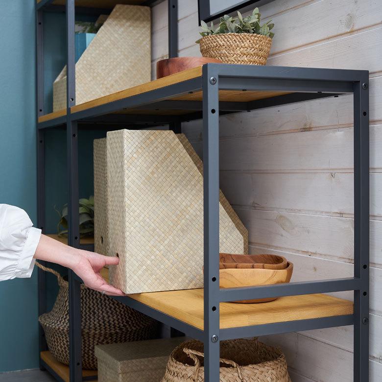 ELEMENTS オープン ラック 幅84cm 4段 無垢 木製 ウッド Hus ヒュース