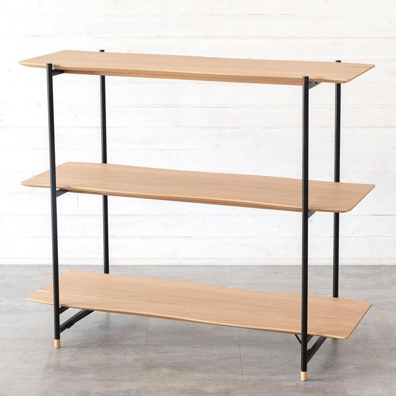 シェルフ 棚 3段 オープンシェルフ 天然木 スチール ナチュラル