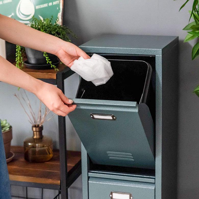 東谷 ゴミ箱 ダストボックス スチール ロッカー風 2段 12L フラップ扉