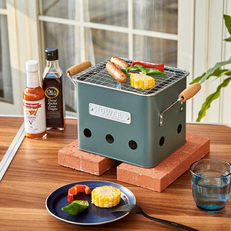 バーベキュー コンロ ストーブ W28.5cm D15cm H15.5cm スチール