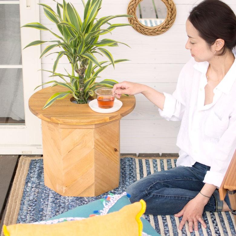 プランターカバー 木製 八角形 S 植木鉢カバー 大型 プランツボックス