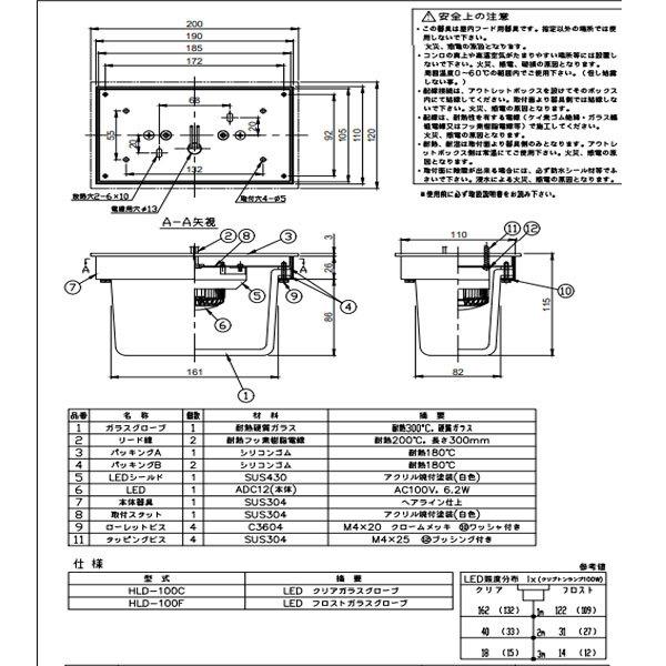 送料無料】クラコ「HLD-100C（クリア）」フードライト厨房用耐熱耐湿型