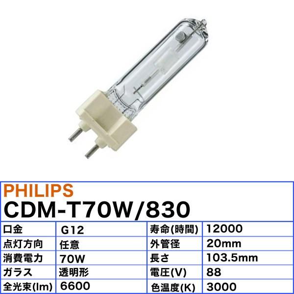 Philips（フィリップス） 「送料無料」フィリップス CDM-T70W/830 高