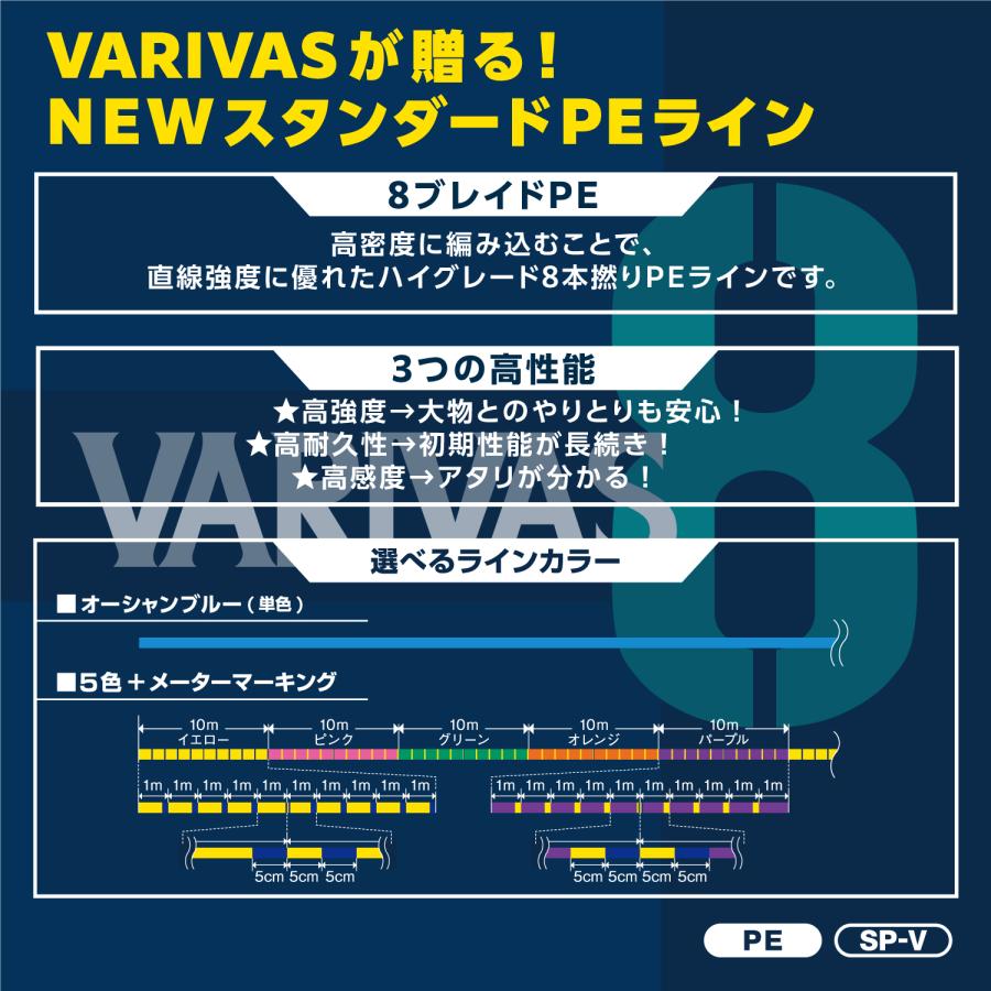バリバス/VARIVAS VARIVAS8 300m 5色マーキング 0.6, 0.8, 1, 1.2, 1.5