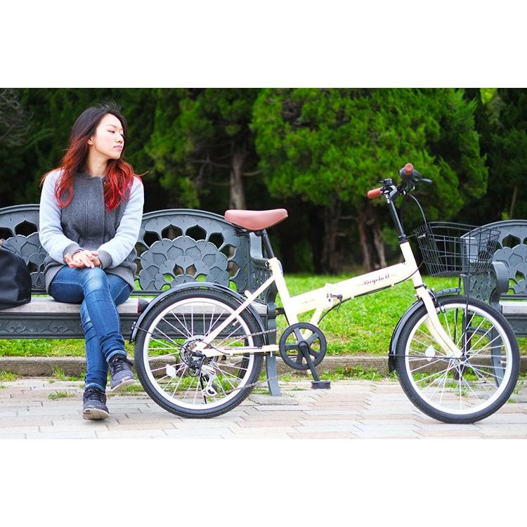 オオトモ 完成品 折りたたみ自転車 20インチ 組立済 カゴ・カギ