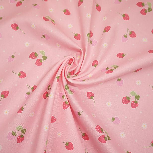 オックス 生地 シンプル 花といちご ドット柄 綿100％ 布 手芸 苺