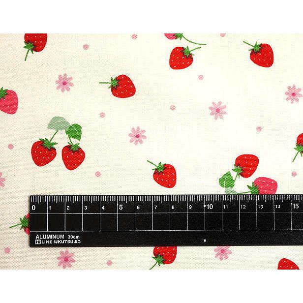 オックス 生地 シンプル 花といちご ドット柄 綿100％ 布 手芸 苺