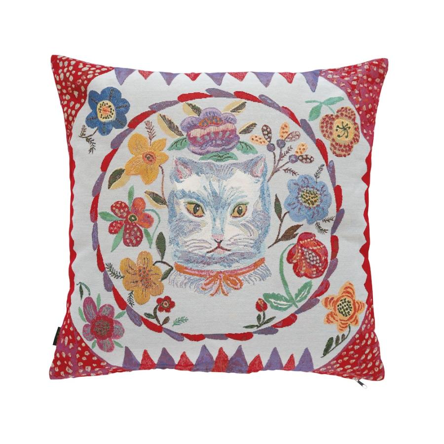 Nathalie Lete（ナタリーレテ） クッションカバー ブルー・キャット 青