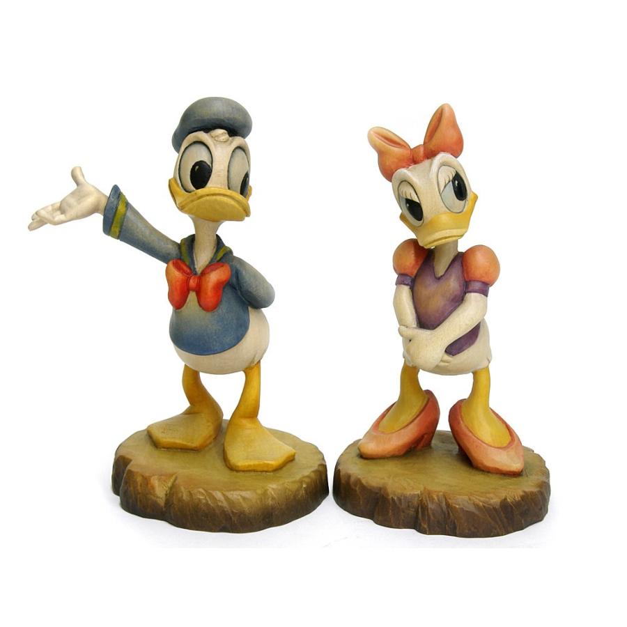 ANRI ドナルド&デイジー 木彫り フィギュアリン Lサイズ 2点セット