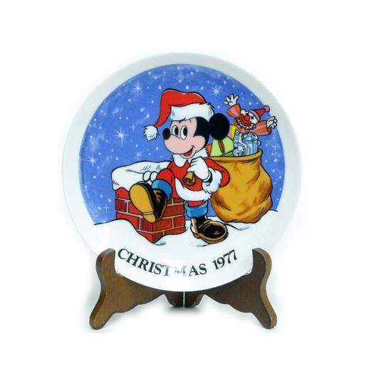 ミッキーサンタ クリスマスプレート 絵皿 1977年 Schmid社 ディズニー