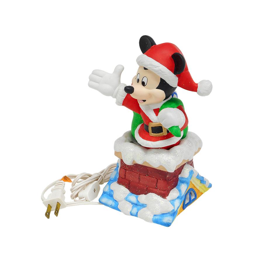 ミッキー サンタ 煙突に入る ライトアップ ビスク フィギュア エネスコ