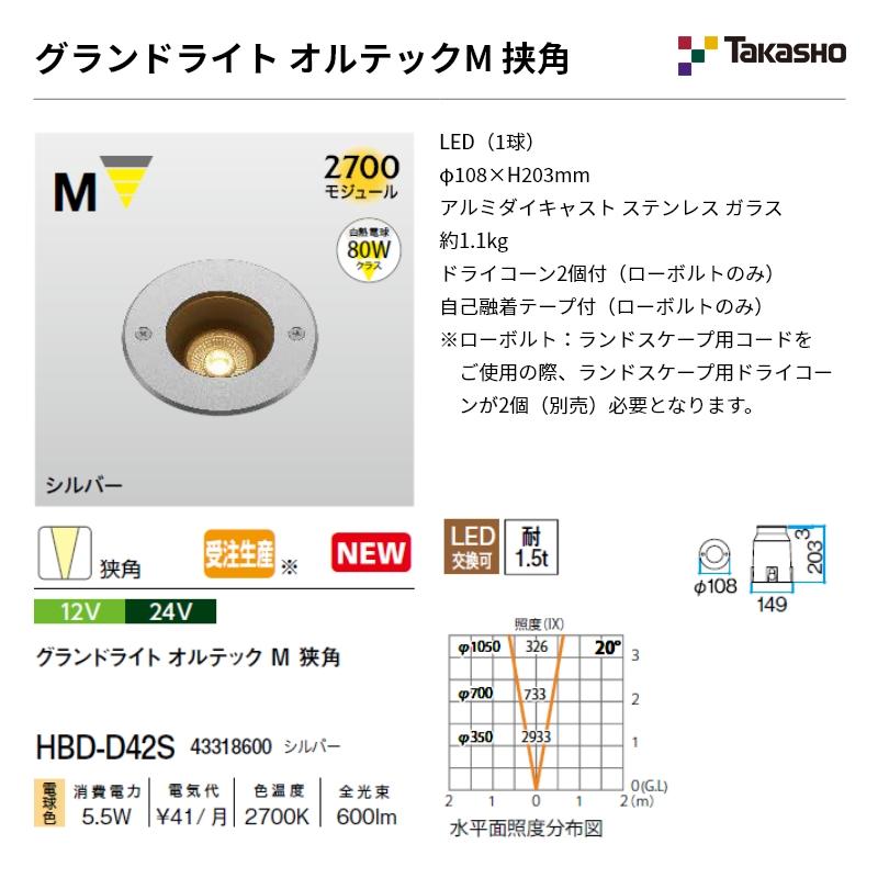 タカショー グランドライト オルテック M 狭角 12V 24V HBD-D42S [受注