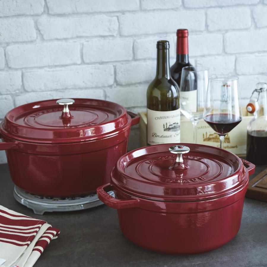 Staub（ストウブ） 鍋 22cm ピコ・ココット ラウンド ボルドー IH対応
