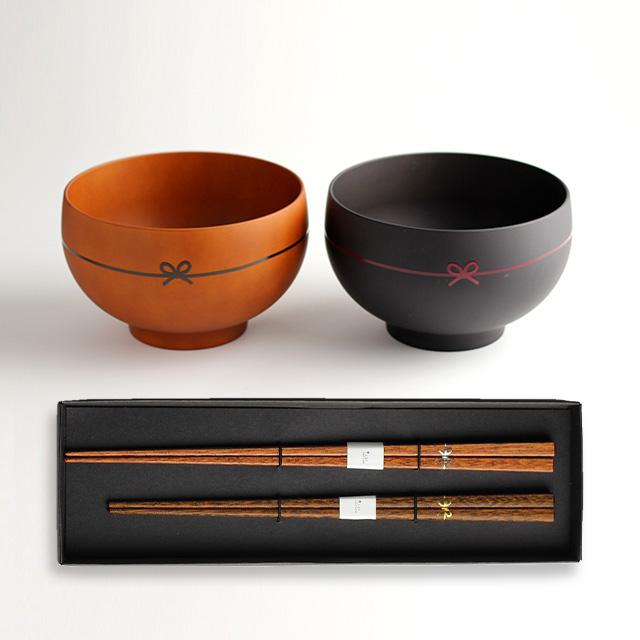 BISQUE CDF etendue むすび椀 お椀＆初膳 夫婦箸BOXセット(ペア 食器