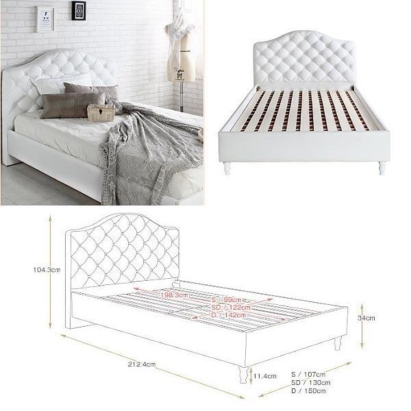 ホワイト シングル ベッド エレガントベッド シングルサイズ お洒落な