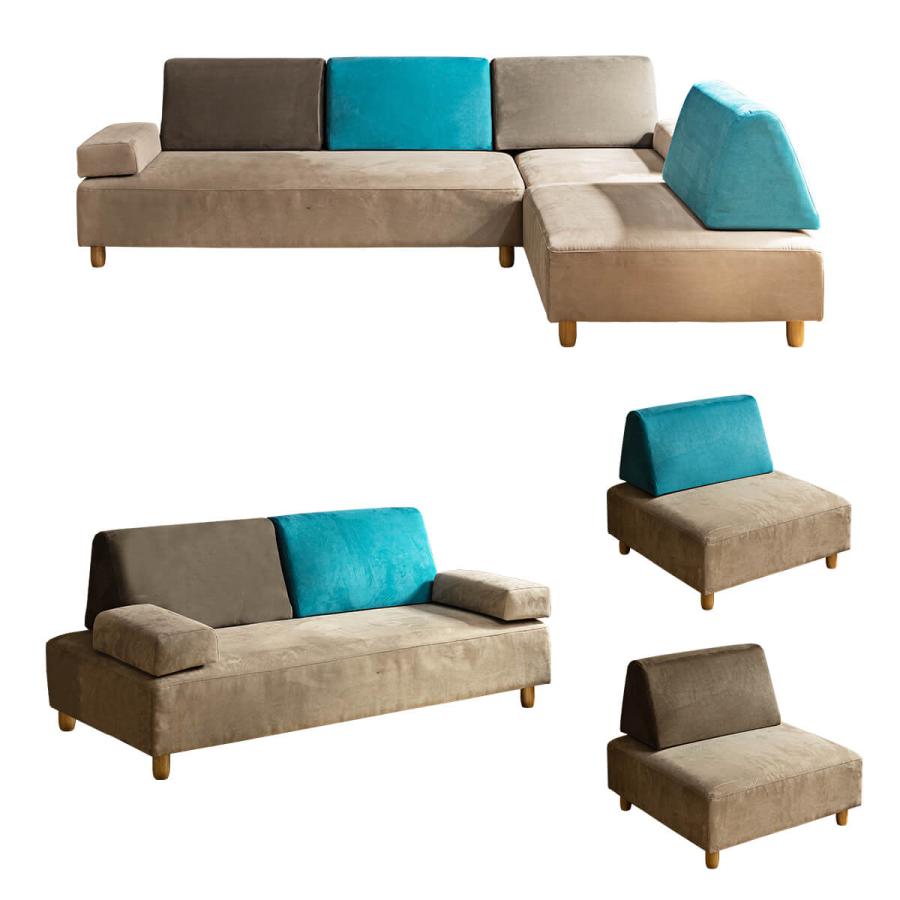 ソファー 二人掛け アイランドソファ ソファ グレー ブルー ダイニング