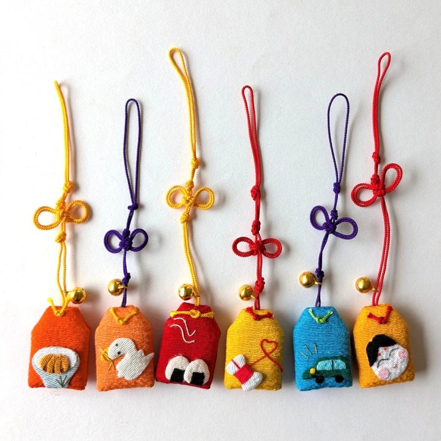 携帯ストラップ ちりめん細工 お守り「招福お福さん」 日本の縁起物 和