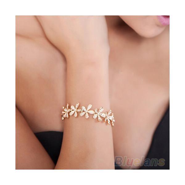 ブレスレット 花 フラワー ラインストーン ボヘミアン ヴィンテージ風