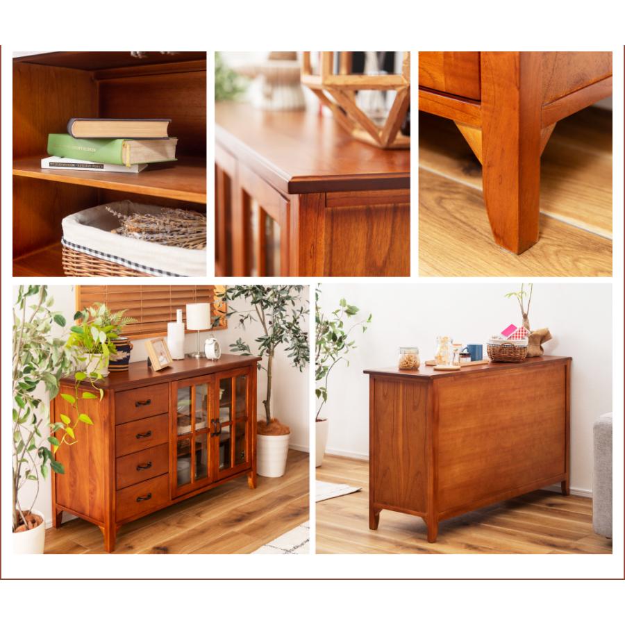 東谷 キャビネット 幅120 おしゃれ 木製 キッチン 棚 食器棚 サイド