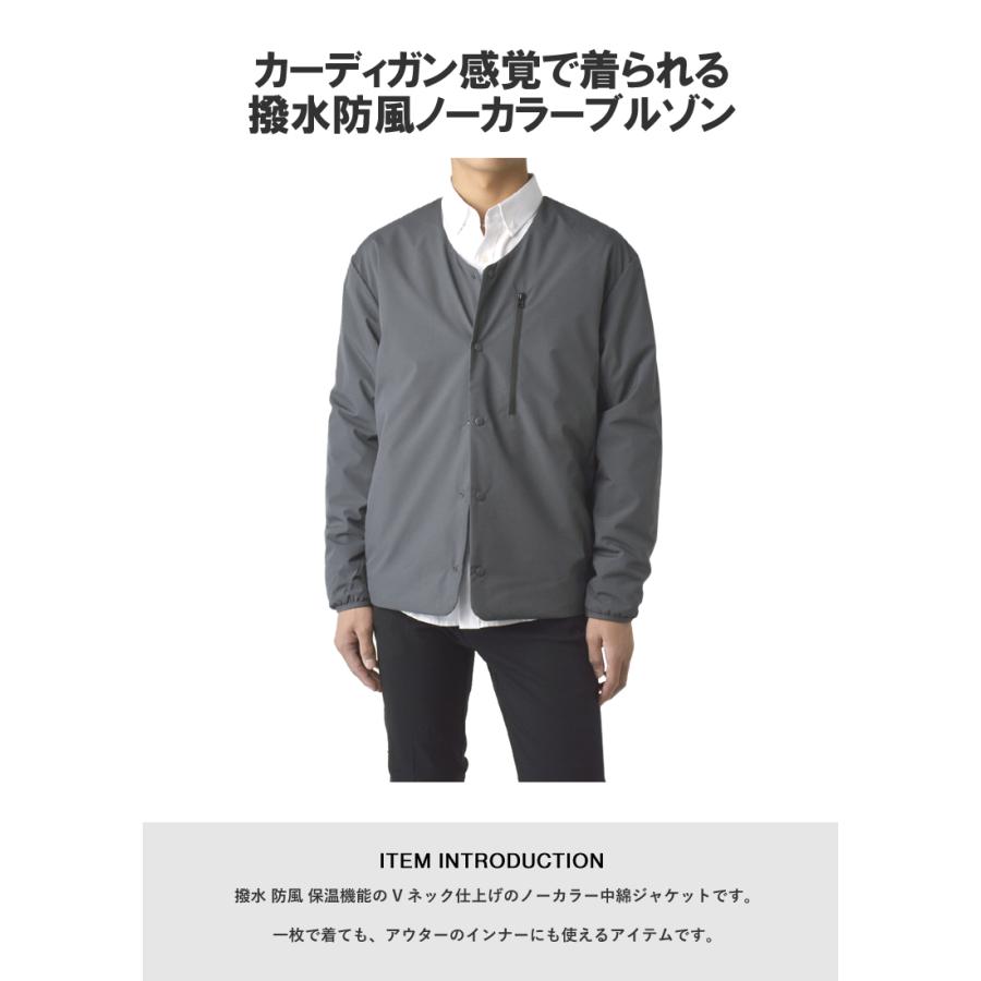 FLAG ON CREW メンズ 撥水 防風 保温 ノーカラージャケット Vネック