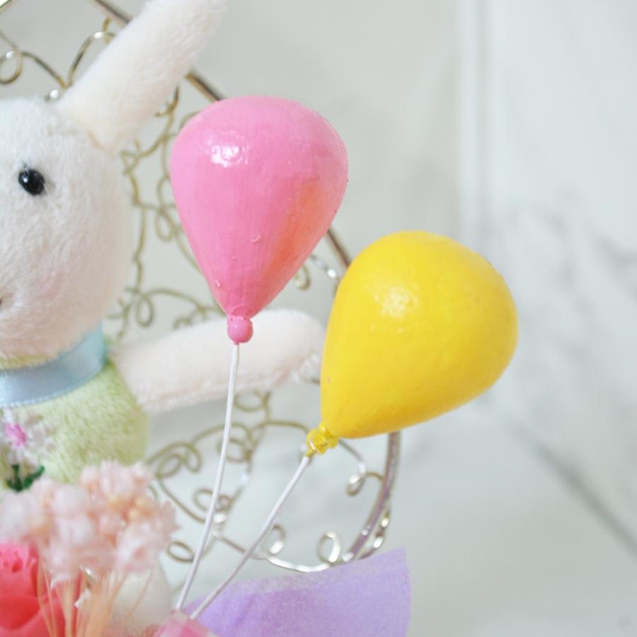 プリザーブドフラワー ハート ウサギ アレンジメント ピンク