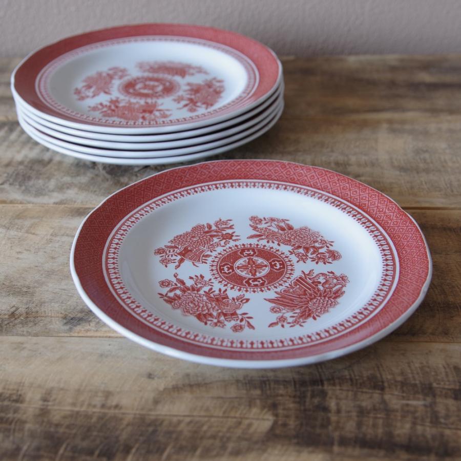 Spode スポード アンティーク お皿 赤 デザートプレート ケーキ皿 15cm