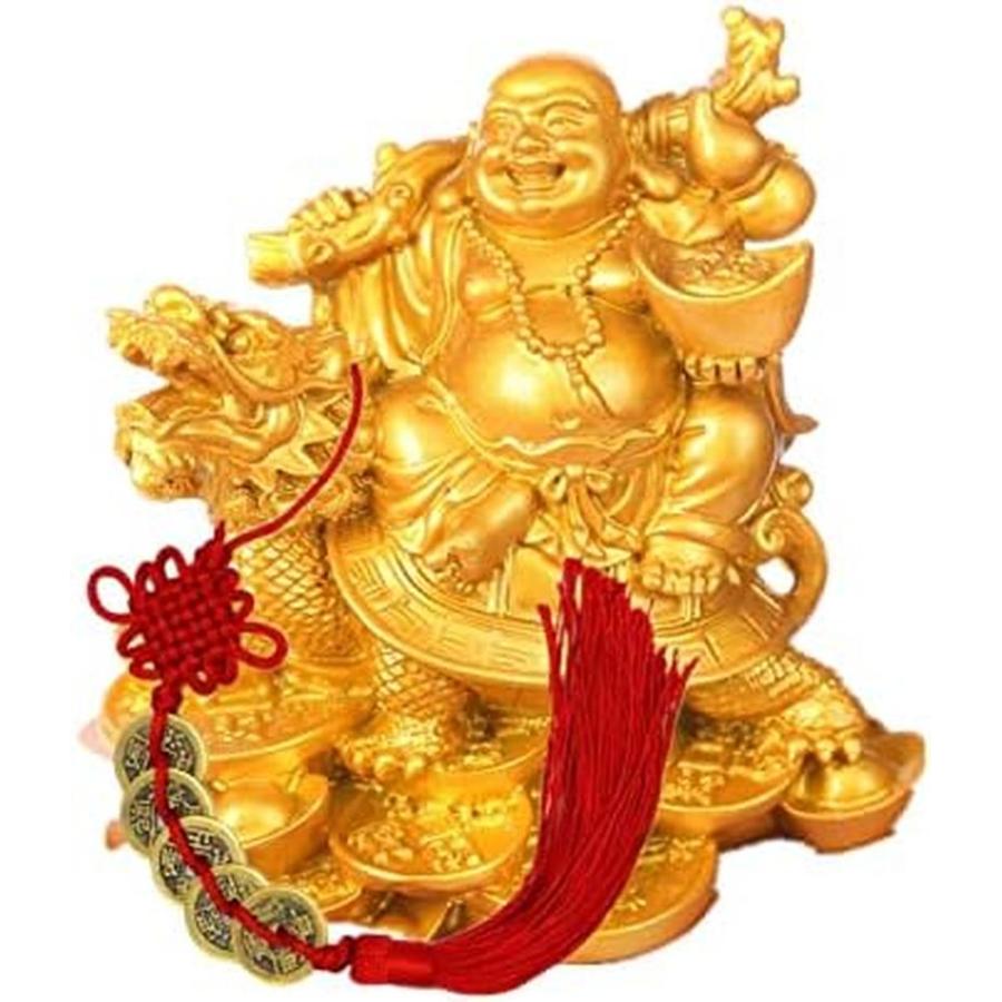 布袋様 七福神 置物 布袋さん 大黒様 大黒さま 龍亀に座っている布袋